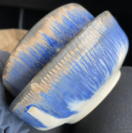 textured rim cobalt bowls